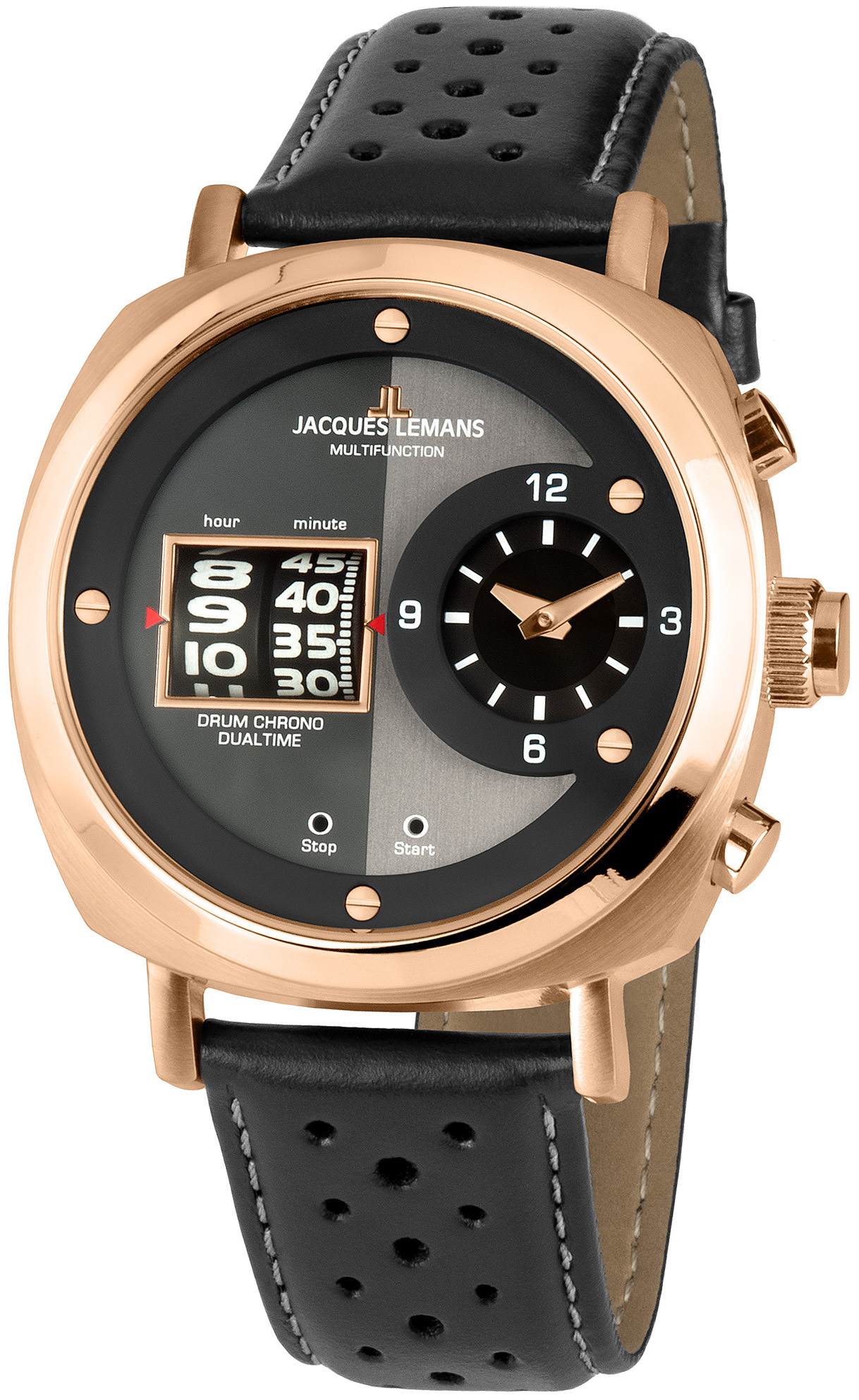 Jacques Lemans Herrklocka 1-2058C Lugano Grå/Läder Ø44 mm - Jacques Lemans