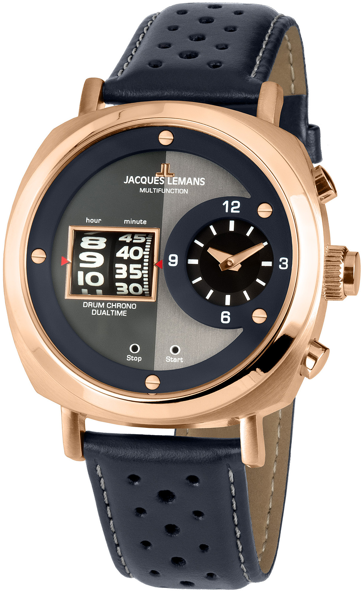 Jacques Lemans Herrklocka 1-2058D Lugano Grå/Läder Ø44 mm - Jacques Lemans