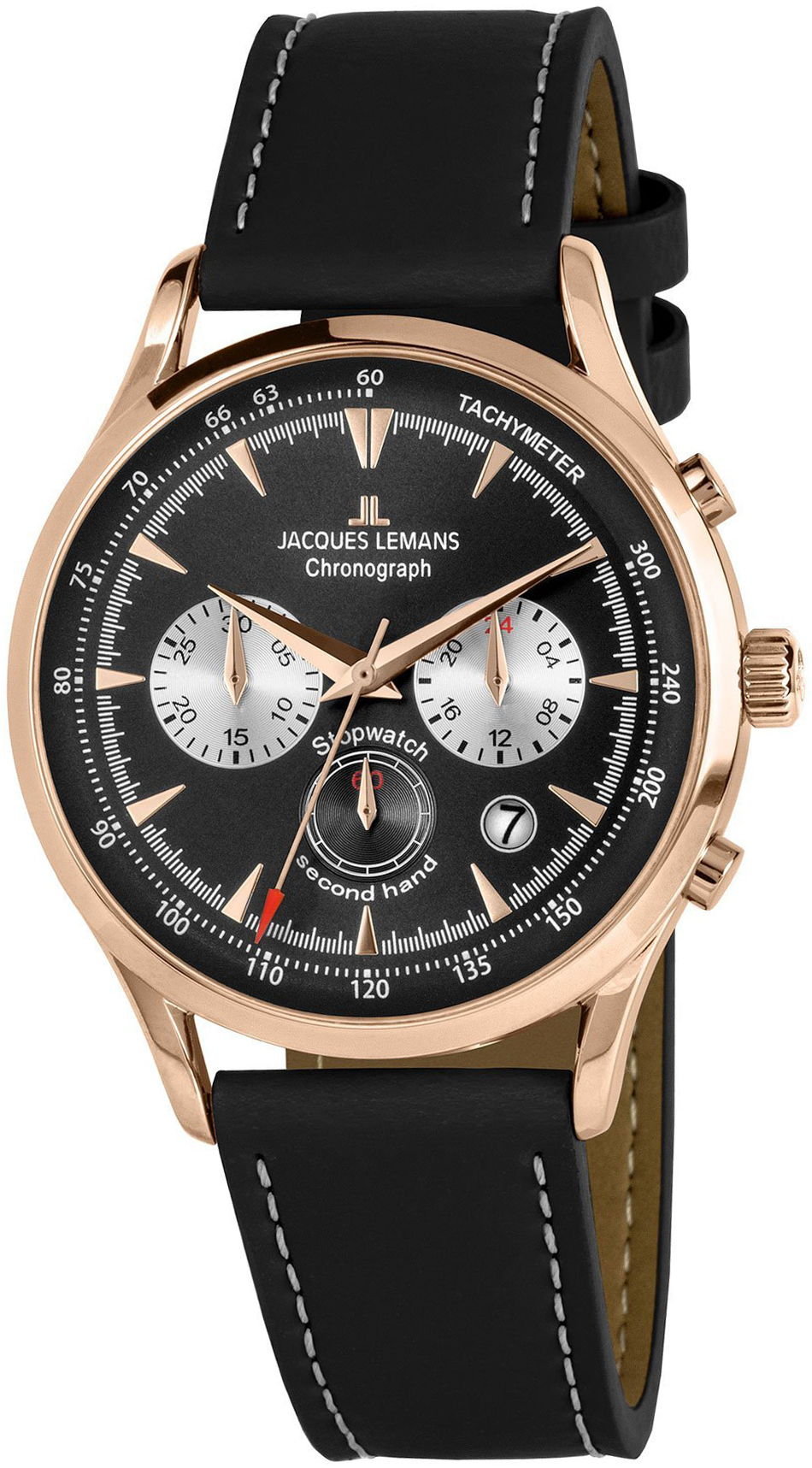 Jacques Lemans Herrklocka 1-2068E Retro Classic Svart/L&auml;der &Oslash;41 mm