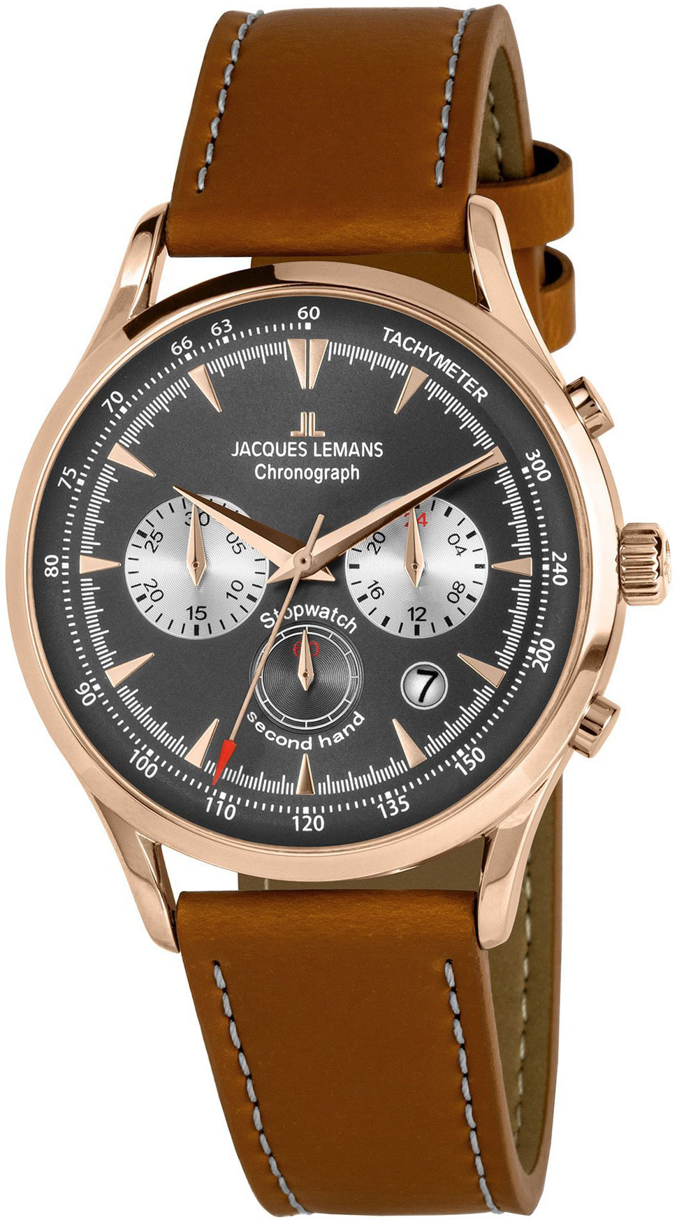 Jacques Lemans Herrklocka 1-2068F Retro Classic Grå/Läder Ø41 mm - Jacques Lemans