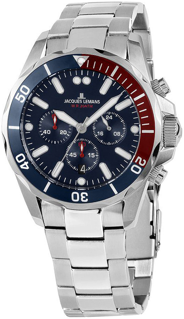 Jacques Lemans Herrklocka 1-2091G Liverpool Blå/Stål Ø44 mm - Jacques Lemans