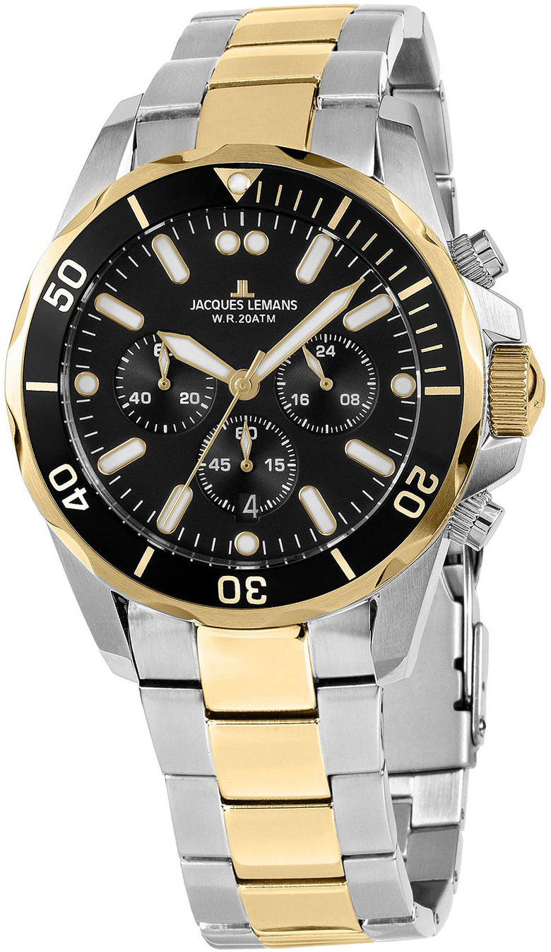 Jacques Lemans Herrklocka 1-2091I Liverpool Svart/Gulguldtonat stål - Jacques Lemans