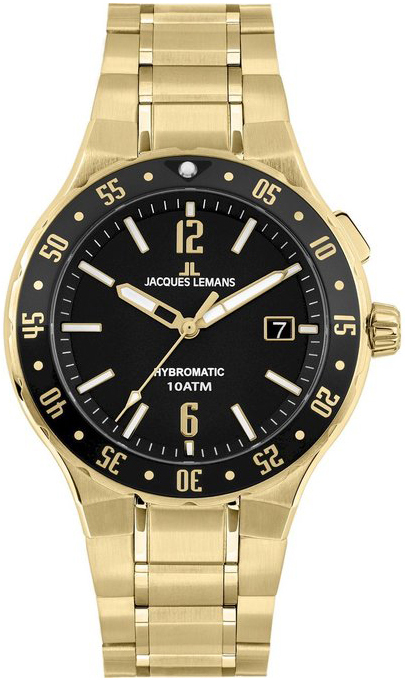 Jacques Lemans Herrklocka 1-2109J Hybromatic Svart/Gulguldtonat stål - Jacques Lemans