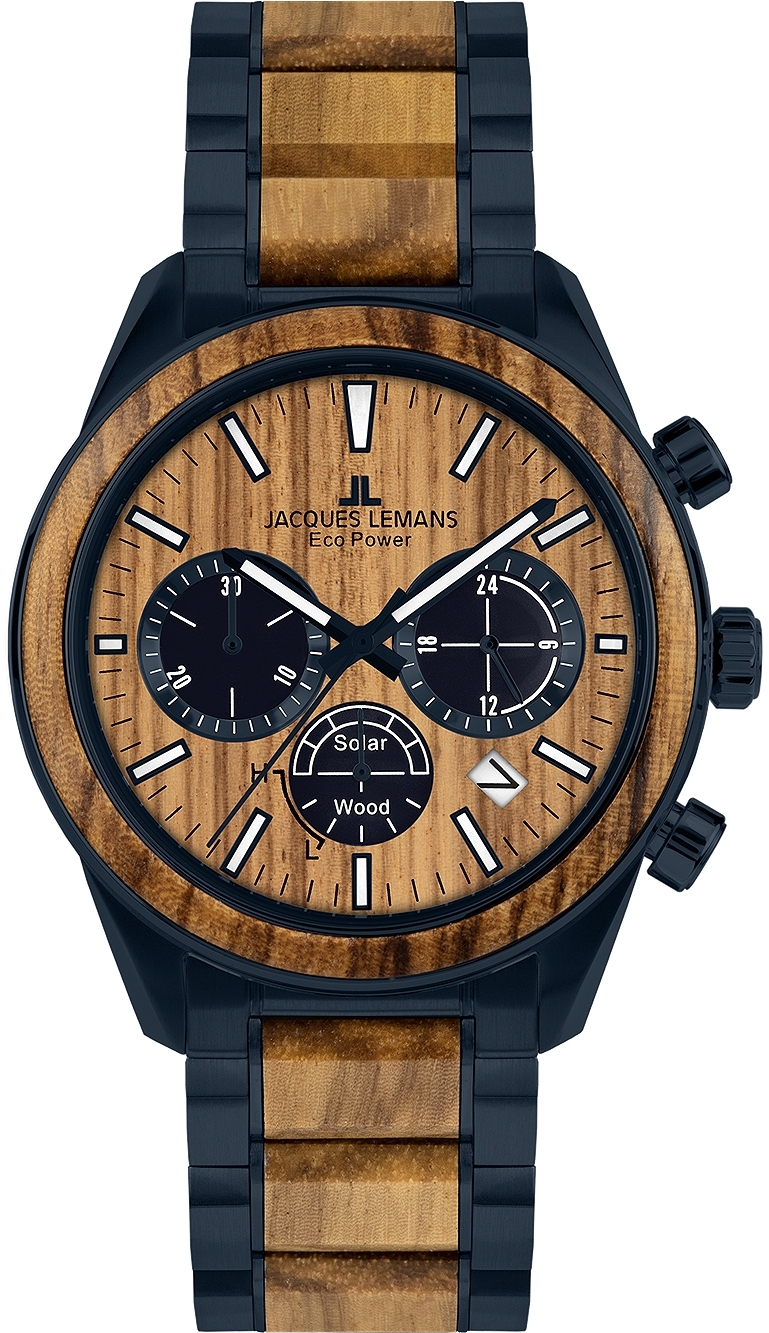 Jacques Lemans Herrklocka 1-2115P Eco Power Solar Brun/Textil Ø44 mm - Jacques Lemans