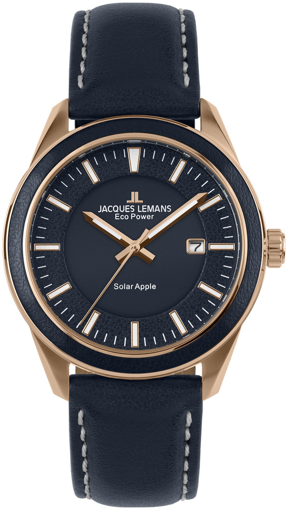 Jacques Lemans Herrklocka 1-2116C Eco Power Solar Blå/Läder Ø44 mm - Jacques Lemans