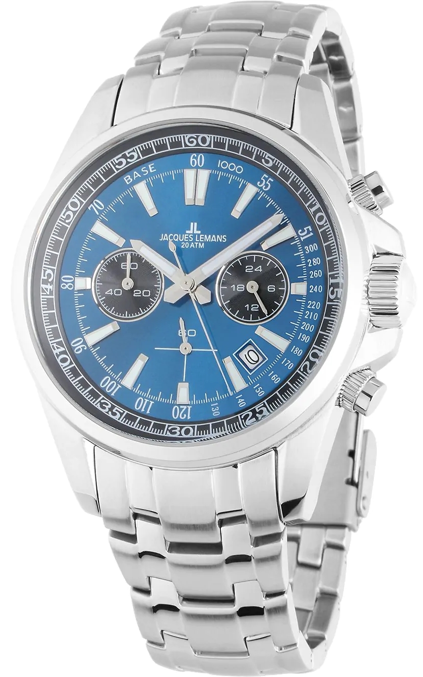 Jacques Lemans Herrklocka 1-2117ZC Liverpool Blå/Stål Ø44 mm - Jacques Lemans