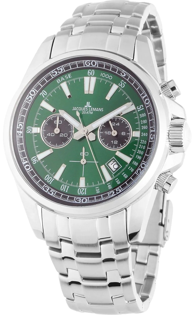 Jacques Lemans Herrklocka 1-2117ZD Liverpool Grön/Stål Ø44 mm