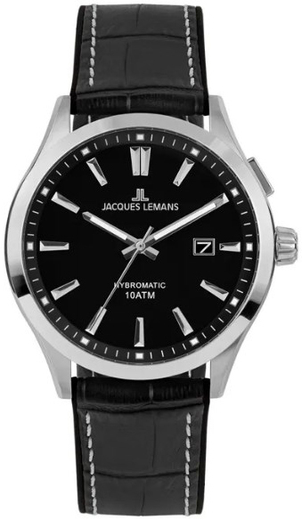 Jacques Lemans Herrklocka 1-2130A Hybromatic Svart/Gummi Ø43 mm - Jacques Lemans