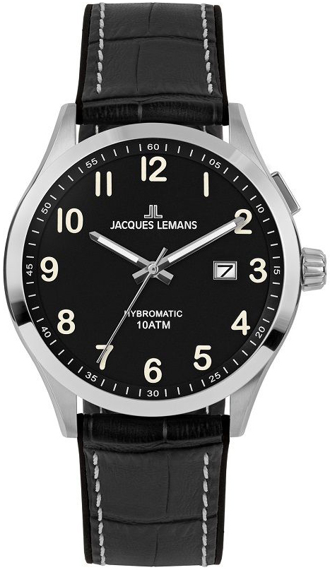 Jacques Lemans Herrklocka 1-2130D Hybromatic Svart/Gummi &Oslash;43 mm