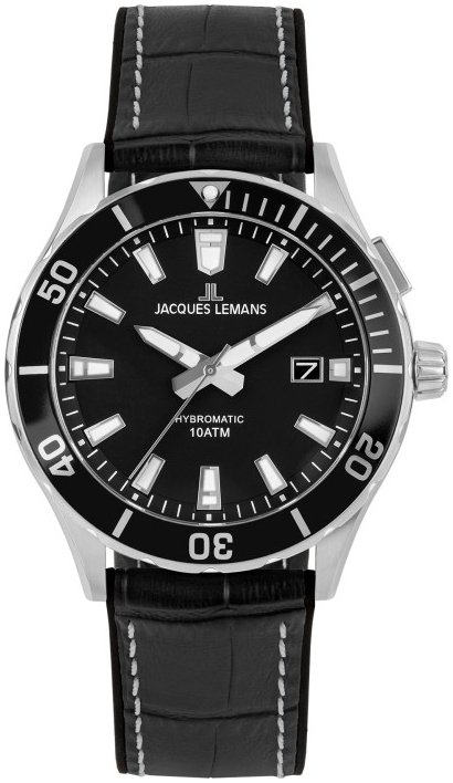Jacques Lemans Herrklocka 1-2131A Hybromatic Svart/Gummi Ø40 mm
