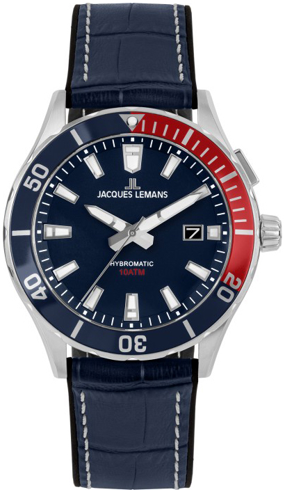 Jacques Lemans Herrklocka 1-2131B Hybromatic Blå/Gummi Ø40 mm - Jacques Lemans