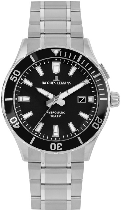 Jacques Lemans Herrklocka 1-2131D Hybromatic Svart/Stål Ø40 mm - Jacques Lemans