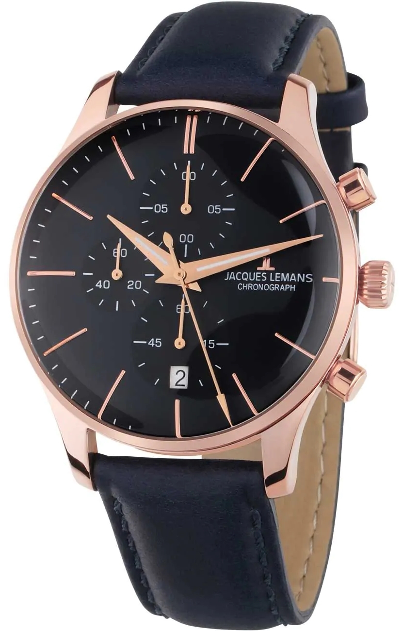 Jacques Lemans Herrklocka 1-2163F London Svart/Läder Ø40 mm - Jacques Lemans