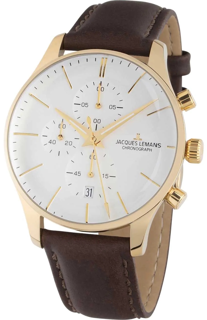 Jacques Lemans Herrklocka 1-2163G London Vit/Läder Ø40 mm