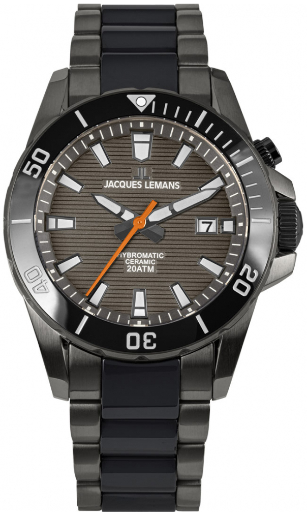 Jacques Lemans Herrklocka 1-2222A Hybromatic Grå/Keramik Ø42 mm - Jacques Lemans