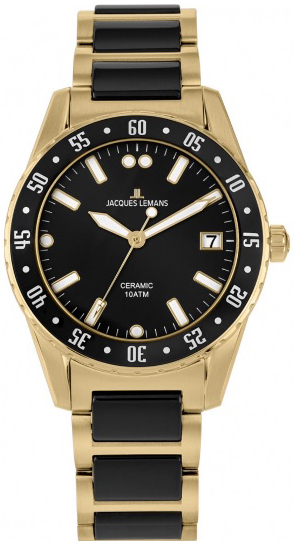 Jacques Lemans Herrklocka 42-10G Liverpool Svart/Keramik Ø42 mm - Jacques Lemans