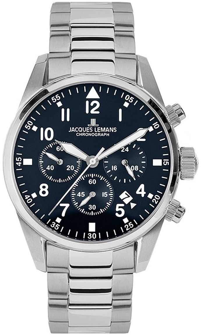 Jacques Lemans Herrklocka 42-2D Sport Blå/Stål Ø42 mm - Jacques Lemans