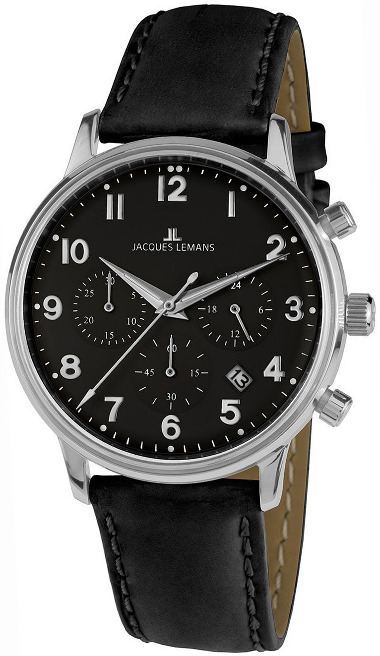 Jacques Lemans N-209ZI Retro Classic Svart/Läder Ø40 mm - Jacques Lemans