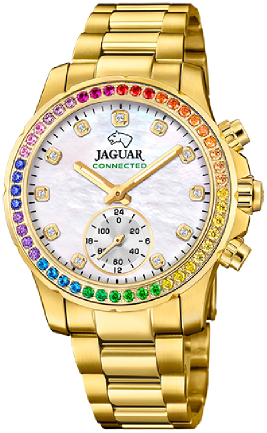 Jaguar Damklocka J983/4 Connected Vit/Gulguldtonat st&aring;l &Oslash;36.5 mm