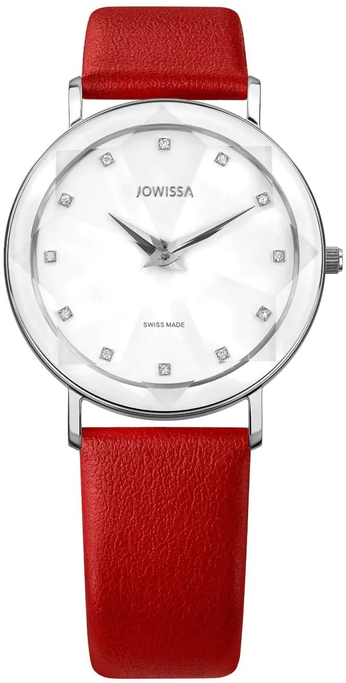 Jowissa Damklocka J5.602.L Facet Vit/Läder Ø35 mm