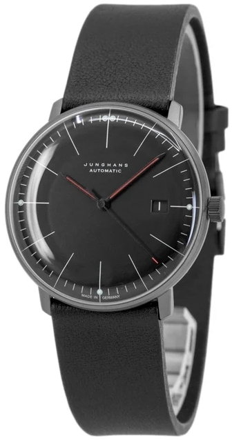 Junghans Herrklocka 27/4308.02 Max Bill Svart/L&auml;der &Oslash;38 mm