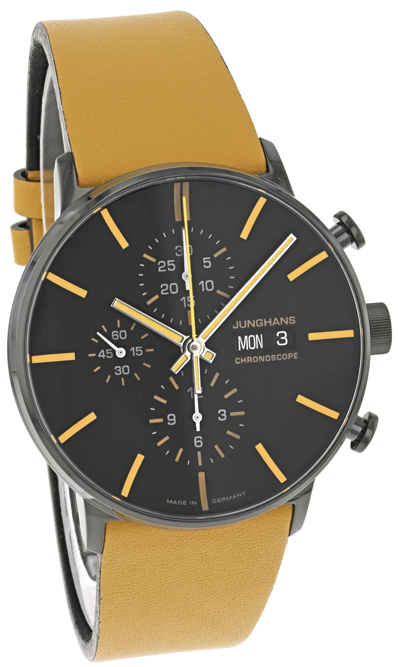 Junghans Herrklocka 27/4372.00 FORM A Chronoscope Svart/Läder Ø42 mm - Junghans