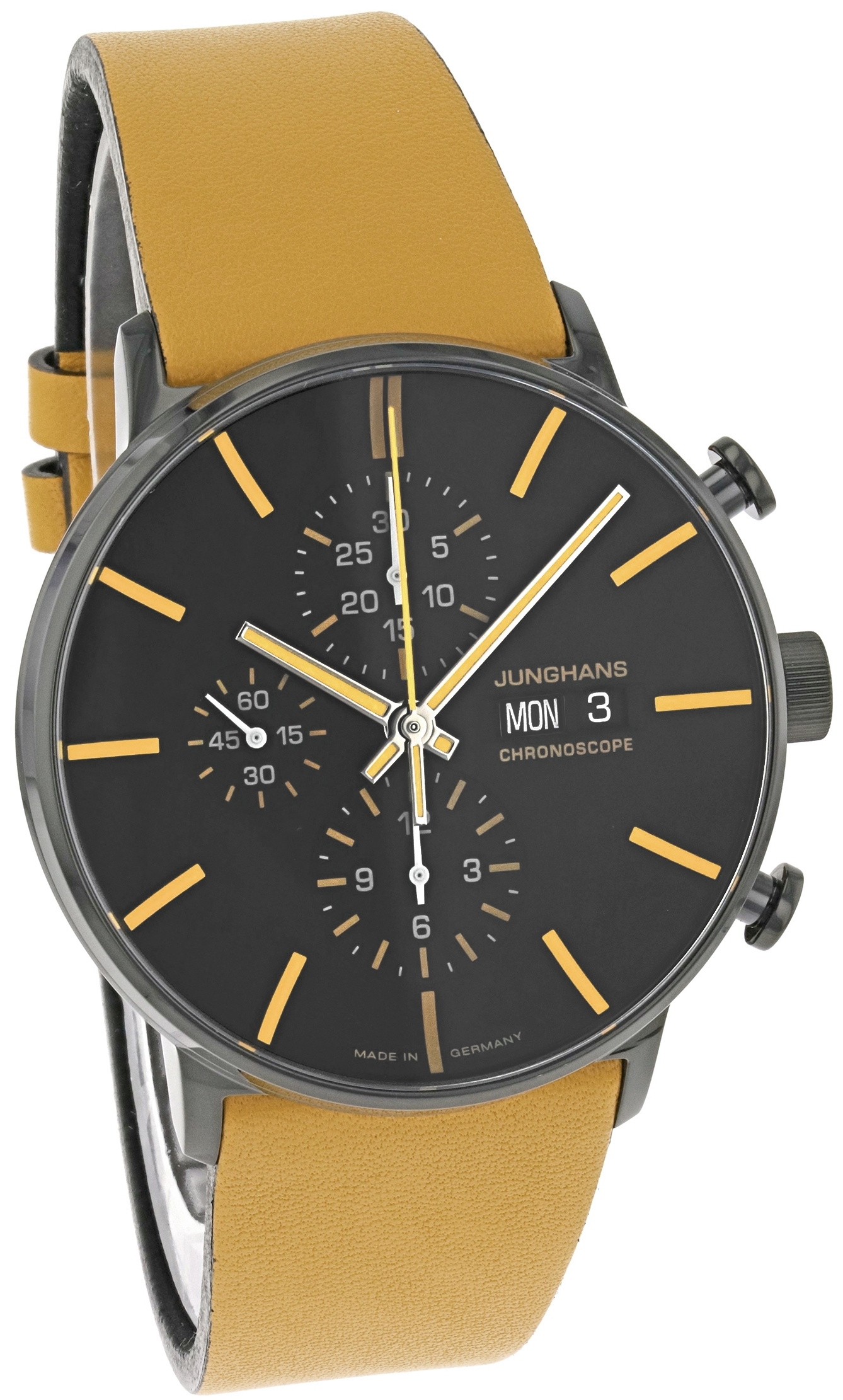 Junghans Herrklocka 27/4372.01 FORM A Chronoscope Svart/Läder Ø42 mm - Junghans