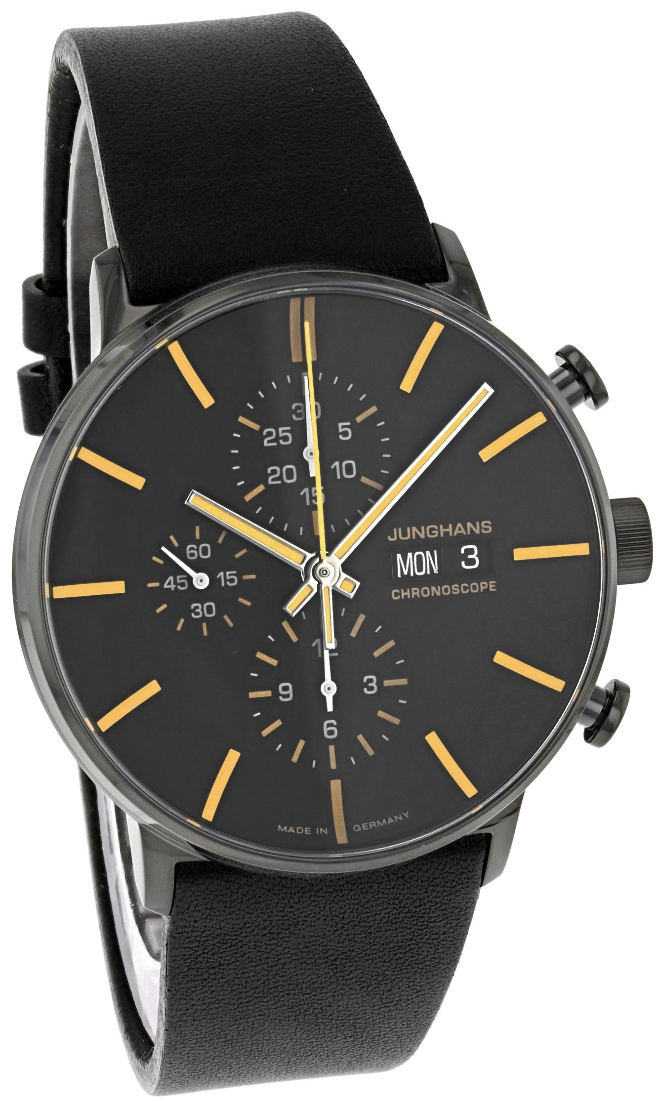 Junghans Herrklocka 27/4372.03 FORM A Chronoscope Svart/Läder Ø42 mm - Junghans