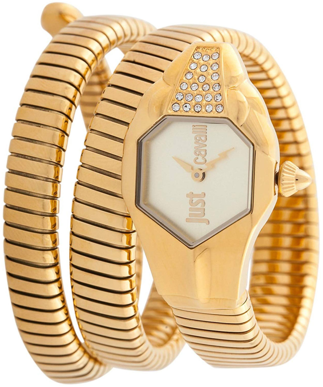 Just Cavalli Damklocka JC1L022M0025 Glam Chic Vit/Gulguldtonat stål