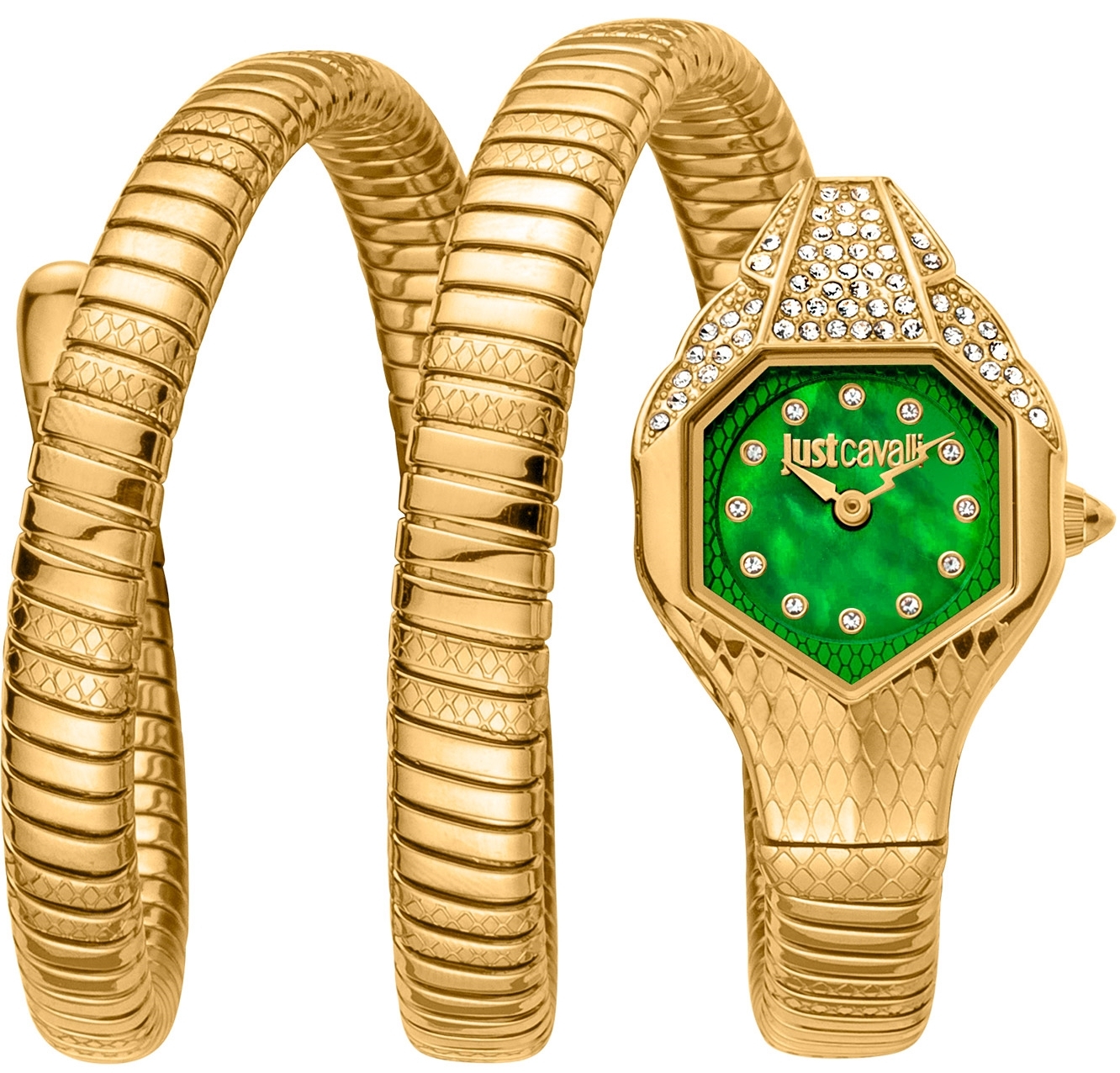 Just Cavalli Damklocka JC1L193M0035 Signature Grön/Gulguldtonat - Just Cavalli