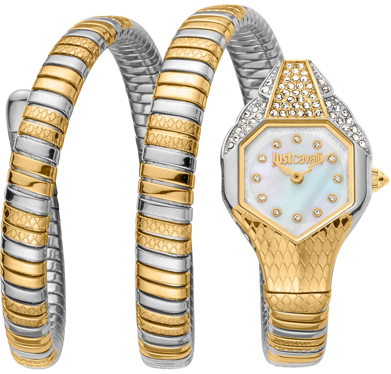 Just Cavalli Damklocka JC1L193M0055 Signature Vit/Stål Ø22 mm - Just Cavalli