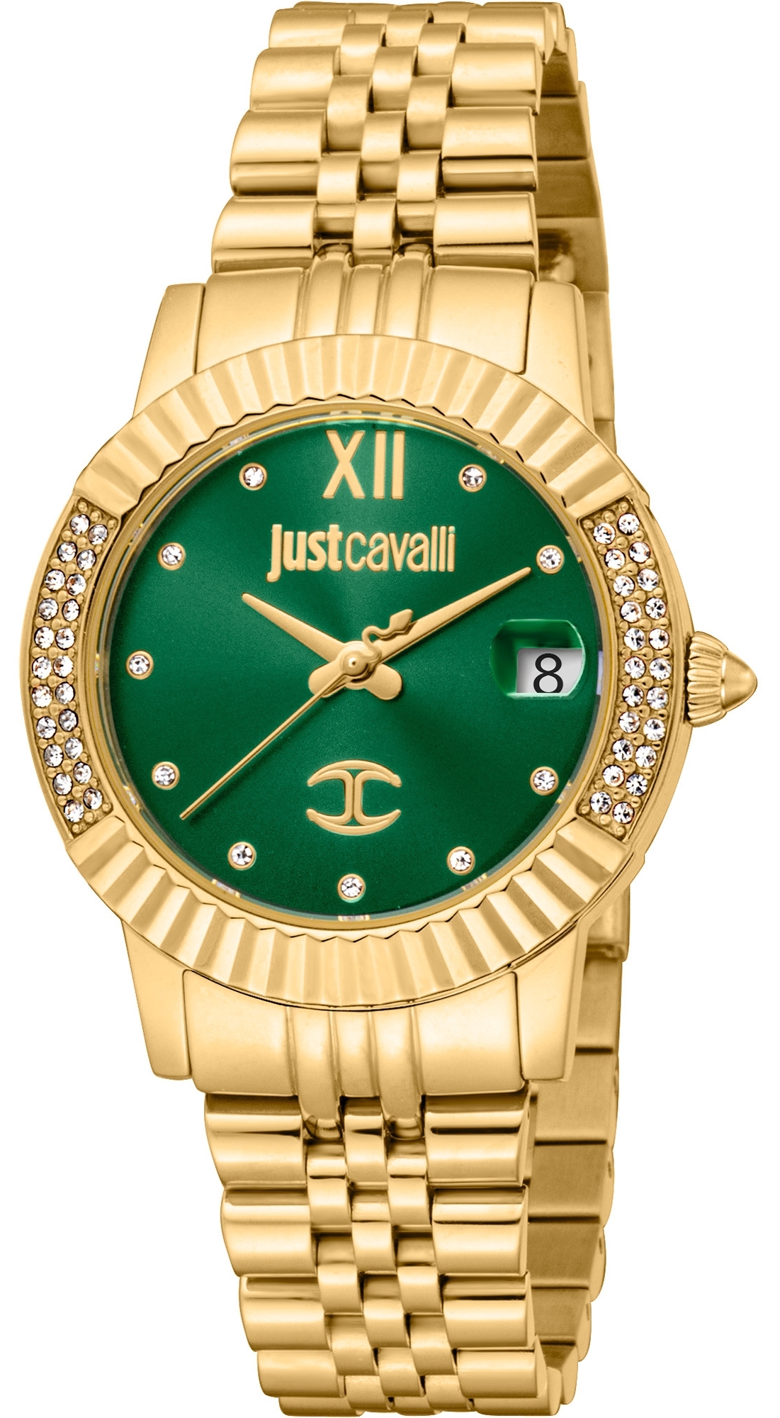 Just Cavalli Damklocka JC1L199M0035 Glam Chic Grön/Guldtonat stål - Just Cavalli