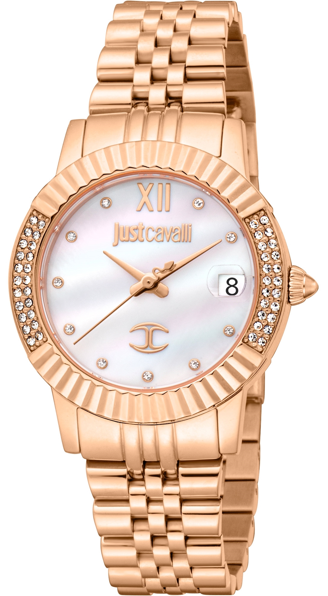 Just Cavalli Damklocka JC1L199M0045 Glam Chic Vit/Roséguldstonat - Just Cavalli