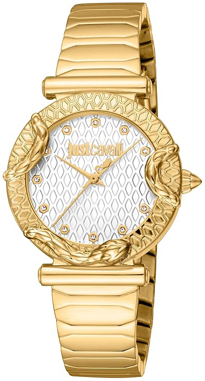 Just Cavalli Damklocka JC1L234M0225 Animalier Vit/Gulguldtonat stål - Just Cavalli