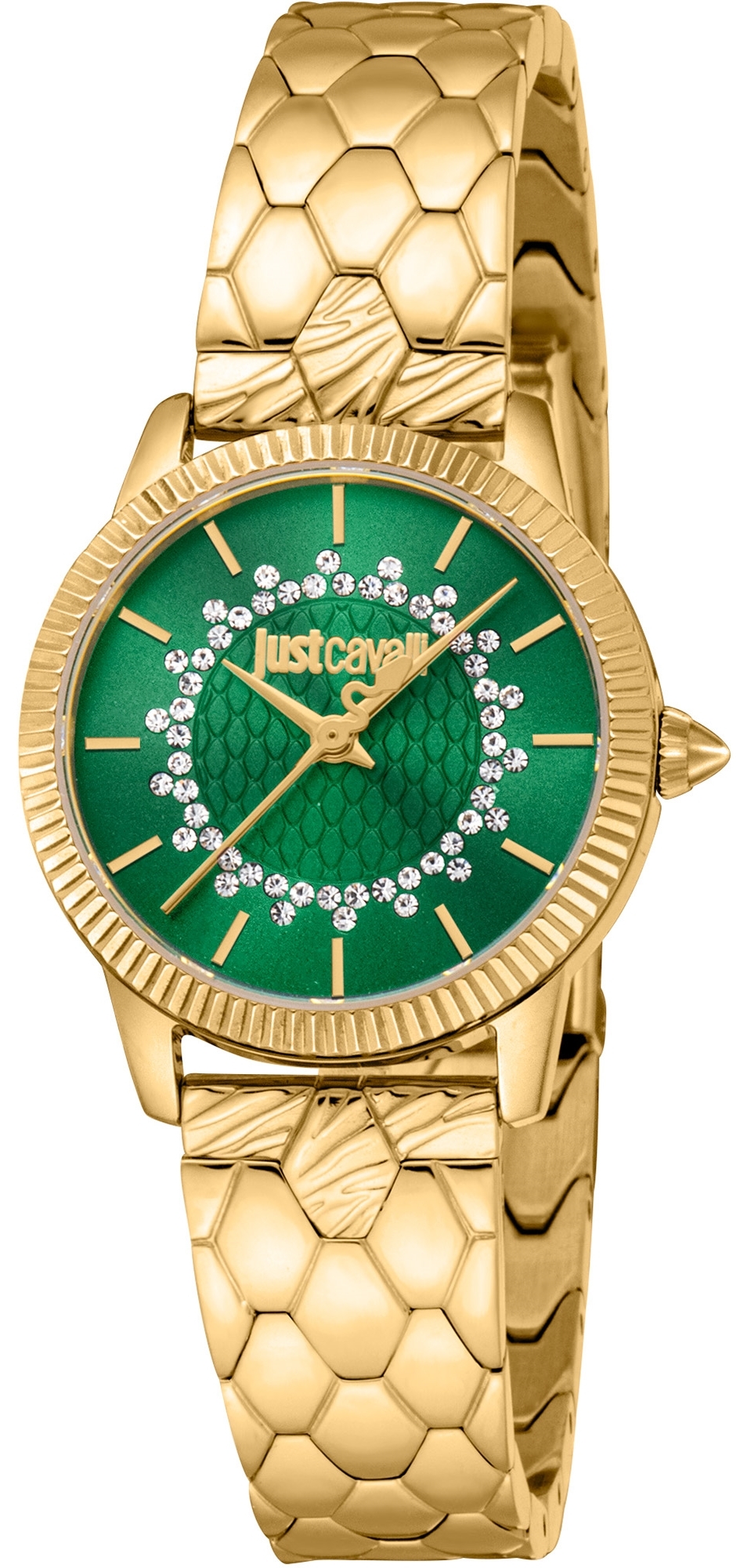 Just Cavalli Damklocka JC1L258M0245 Glam Chic Grön/Guldtonat stål - Just Cavalli