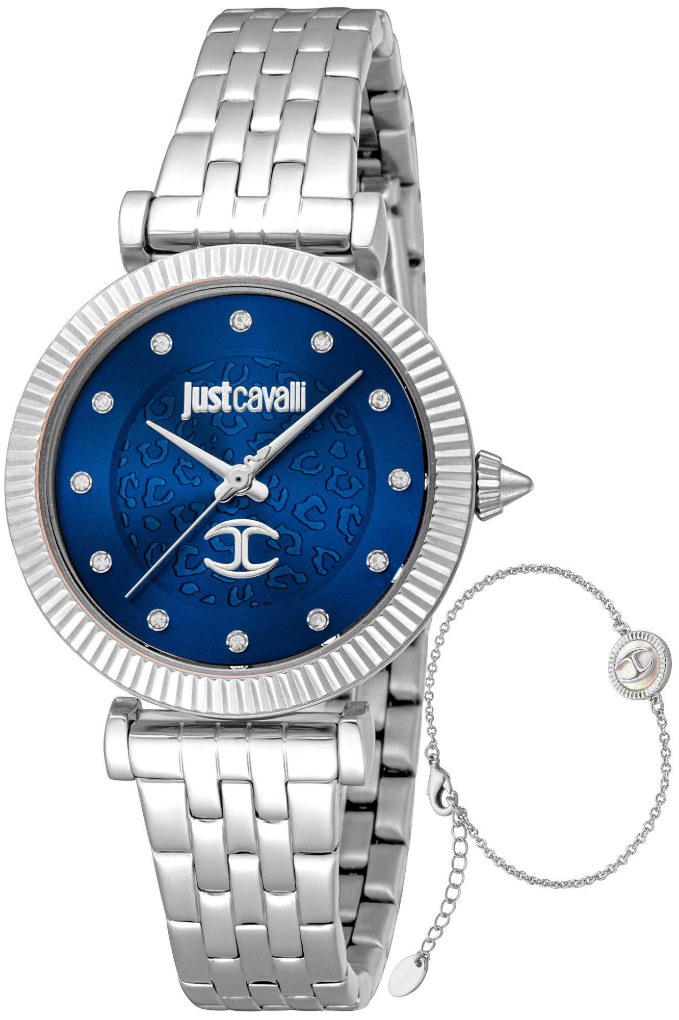 Just Cavalli Damklocka JC1L266M0015 Set Blå/Stål Ø32 mm - Just Cavalli