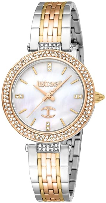 Just Cavalli Damklocka JC1L274M0095 Savoca Vit/Roséguldstonat stål - Just Cavalli