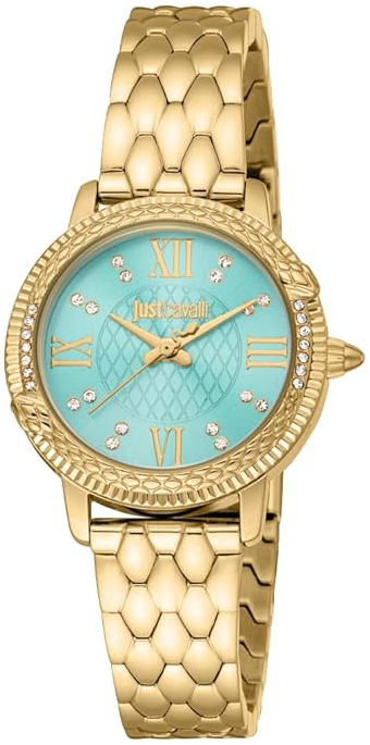 Just Cavalli Damklocka JC1L276M0065 Fidenza Turkos/Gulguldtonat stål - Just Cavalli