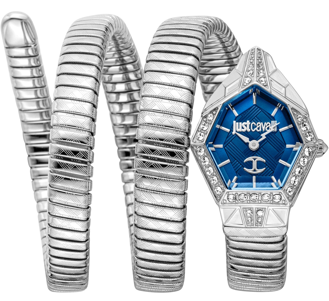 Just Cavalli Damklocka JC1L304M0015 Signature Snake Blå/Stål Ø23 mm - Just Cavalli