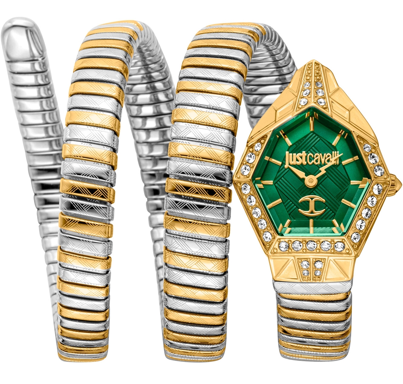 Just Cavalli Damklocka JC1L304M0065 Signature Snake Grön/Guldtonat