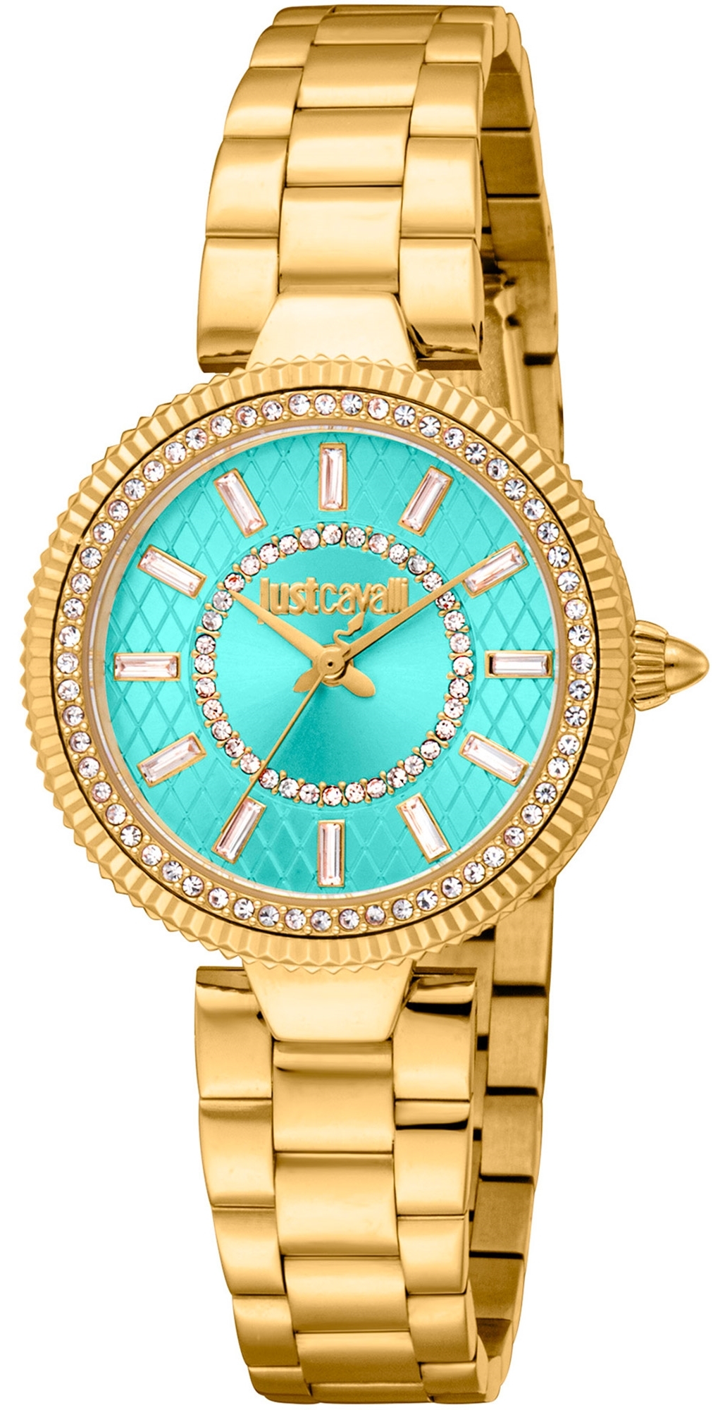 Just Cavalli Damklocka JC1L308M0055 Glam Chic Grön/Guldtonat stål - Just Cavalli