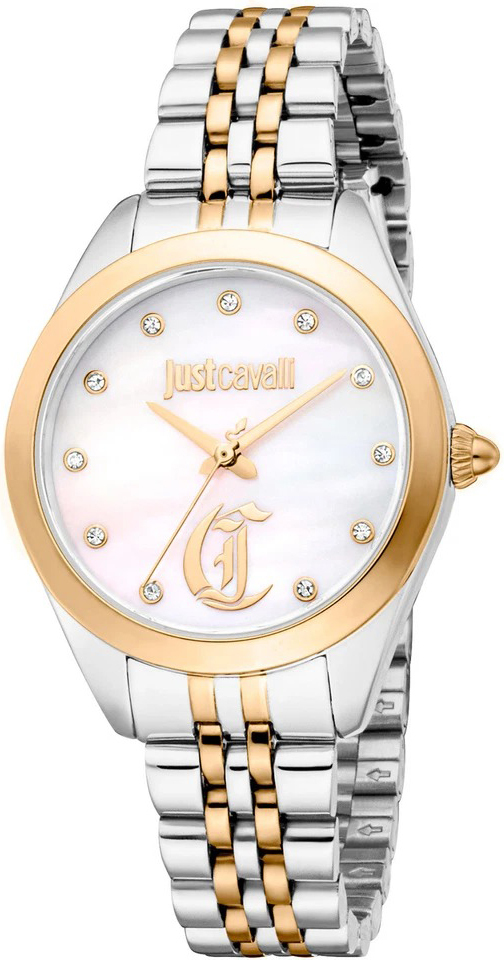 Just Cavalli Damklocka JC1L309M0075 Glam Chic Vit/Gulguldtonat stål - Just Cavalli