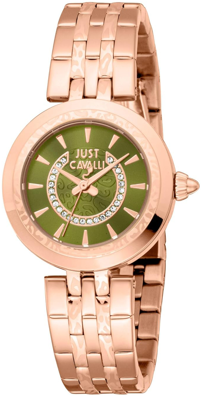 Just Cavalli Damklocka JC1L314M0075 Animalier Grön/Roséguldstonat - Just Cavalli