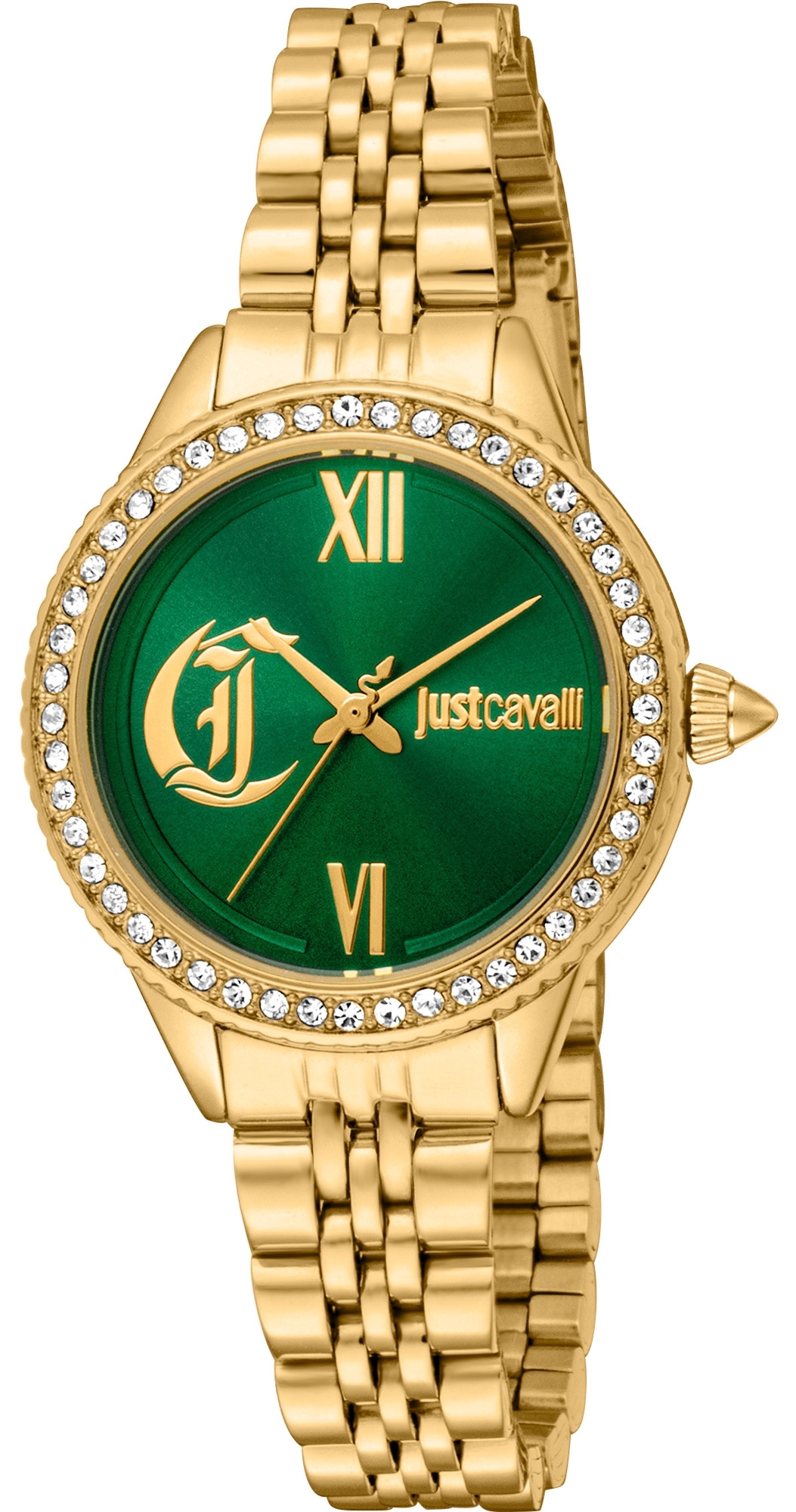 Just Cavalli Damklocka JC1L316M0065 Glam Chic Grön/Guldtonat stål - Just Cavalli