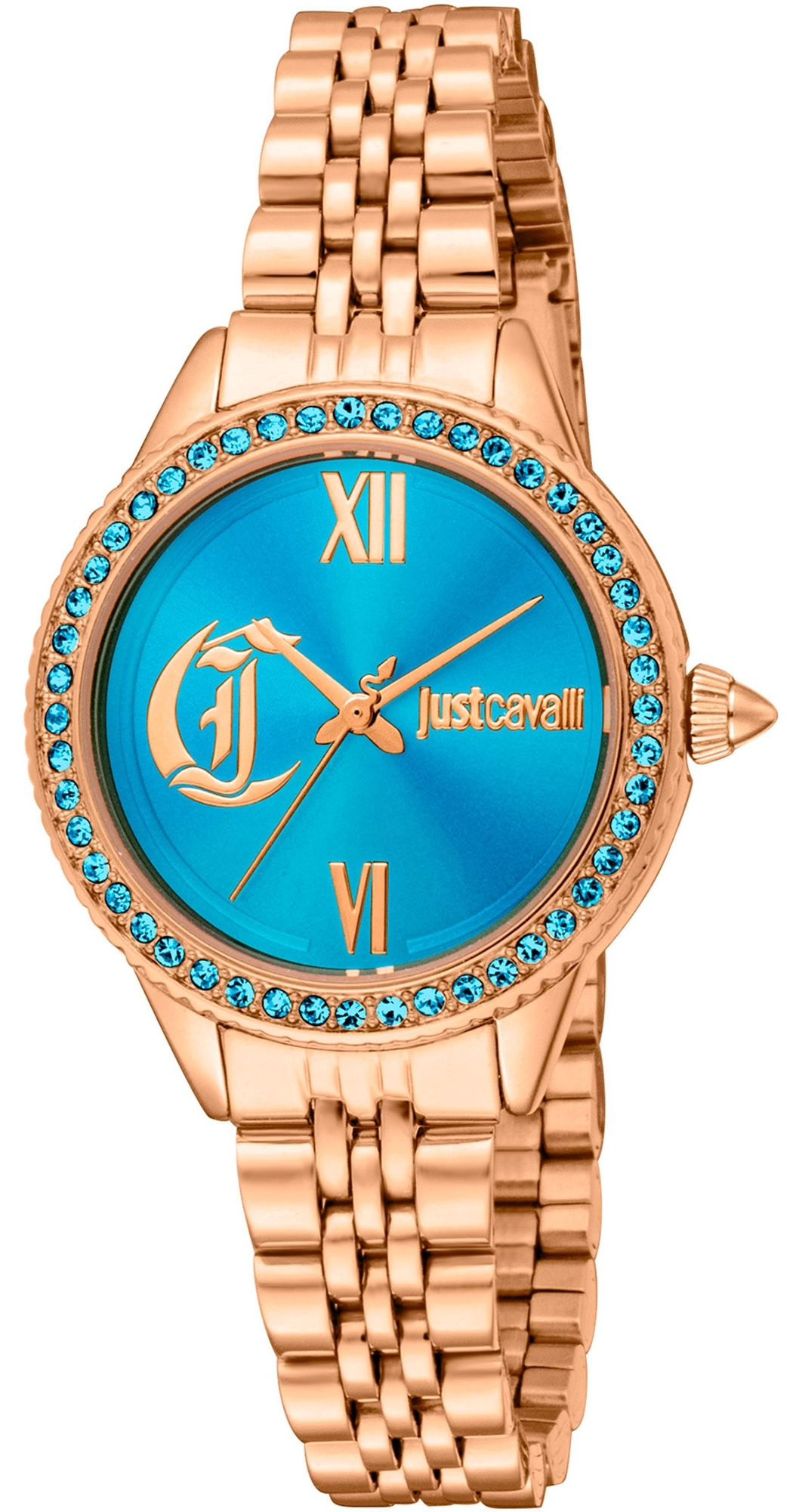 Just Cavalli Damklocka JC1L316M0085 Glam Chic Blå/Roséguldstonat - Just Cavalli