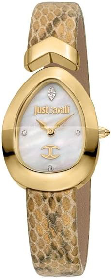 Just Cavalli Damklocka JC1L321L0025 Diversa Snake Vit/Läder - Just Cavalli