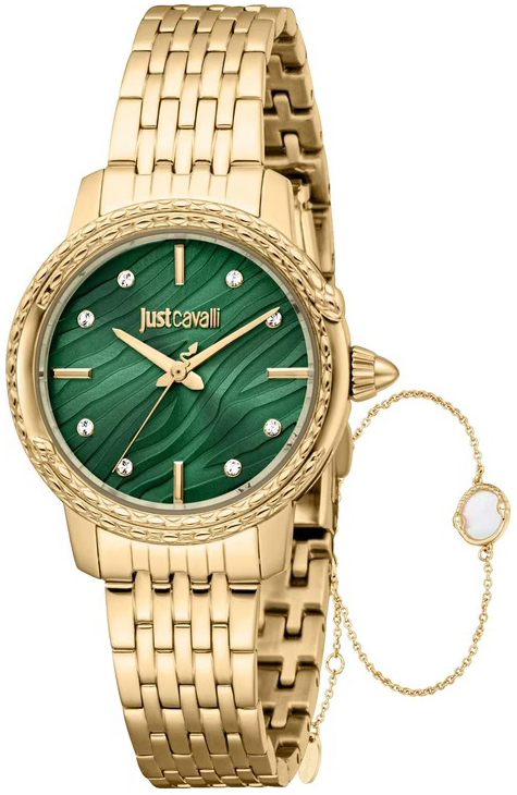 Just Cavalli Damklocka JC1L336M0065 Euforia Grön/Gulguldtonat stål - Just Cavalli