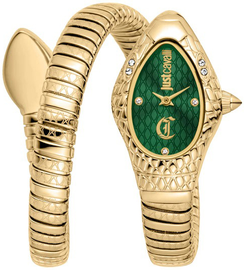 Just Cavalli Damklocka JC1L373M0035 Signature Grön/Gulguldtonat stål - Just Cavalli