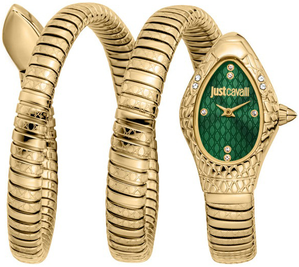 Just Cavalli Damklocka JC1L374M0035 Signature Grön/Gulguldtonat stål - Just Cavalli