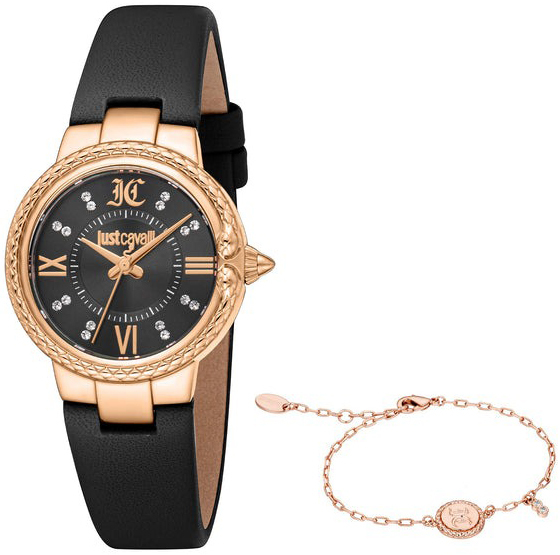 Just Cavalli Damklocka JC1L378L0025 Primavera Svart/Läder Ø30 mm - Just Cavalli